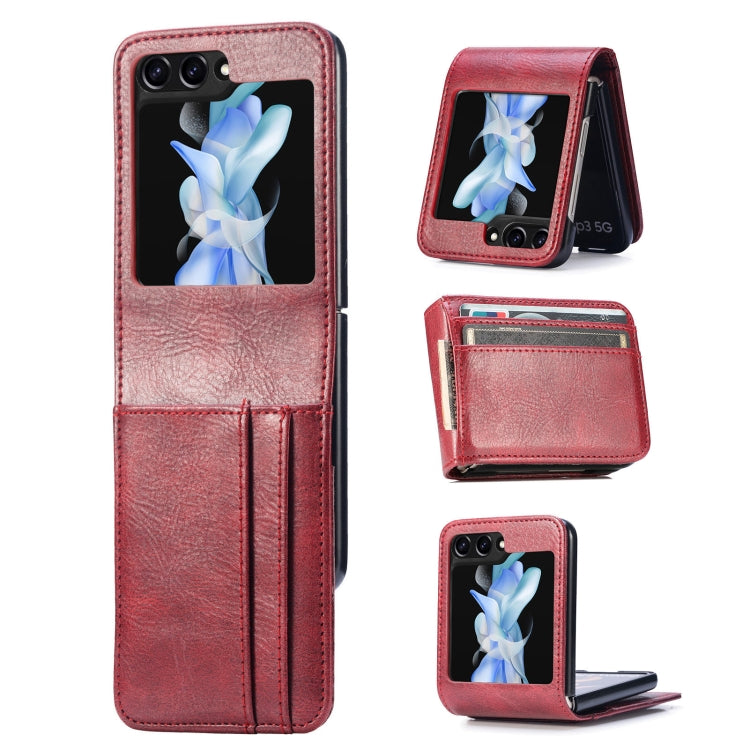 Solid Color Gloss PU Wallet Back Phone Case, For Samsung Galaxy Z Flip5