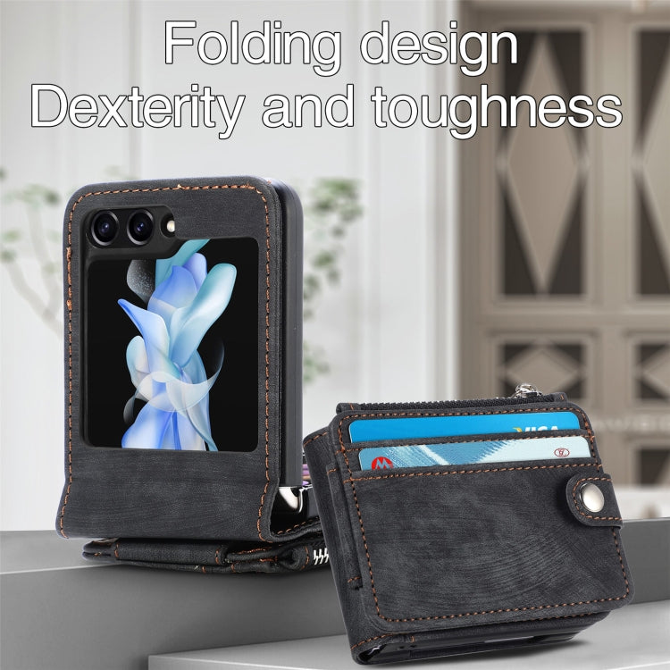 Skin-feel PU Zipper Wallet Phone Case, For Samsung Galaxy Z Flip5