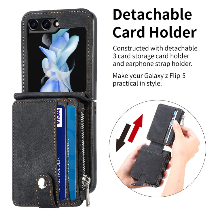Skin-feel PU Zipper Wallet Phone Case, For Samsung Galaxy Z Flip5
