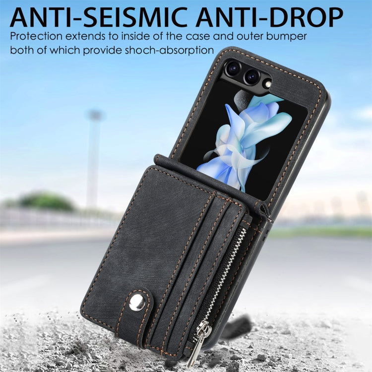 Skin-feel PU Zipper Wallet Phone Case, For Samsung Galaxy Z Flip5