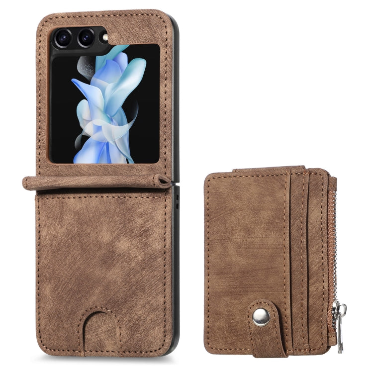 Skin-feel PU Zipper Wallet Phone Case, For Samsung Galaxy Z Flip5