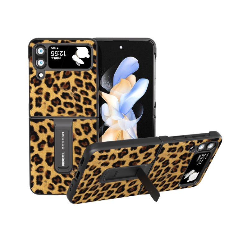 Black Edge Leopard Phone Case with Holder, For Samsung Galaxy Z Flip5, For Samsung Galaxy Z Flip4