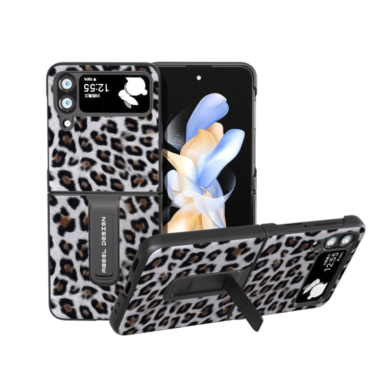 Black Edge Leopard Phone Case with Holder, For Samsung Galaxy Z Flip5, For Samsung Galaxy Z Flip4