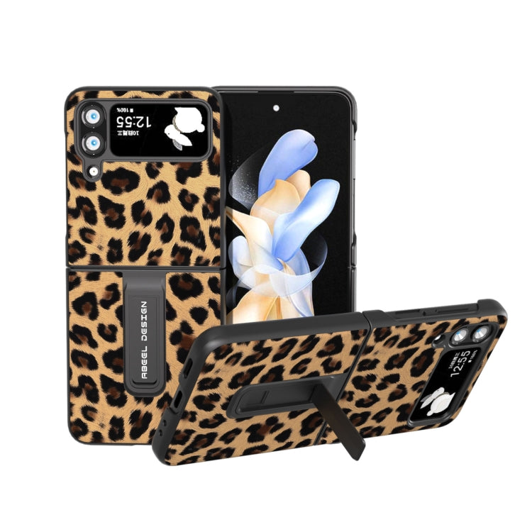 Black Edge Leopard Phone Case with Holder, For Samsung Galaxy Z Flip5, For Samsung Galaxy Z Flip4