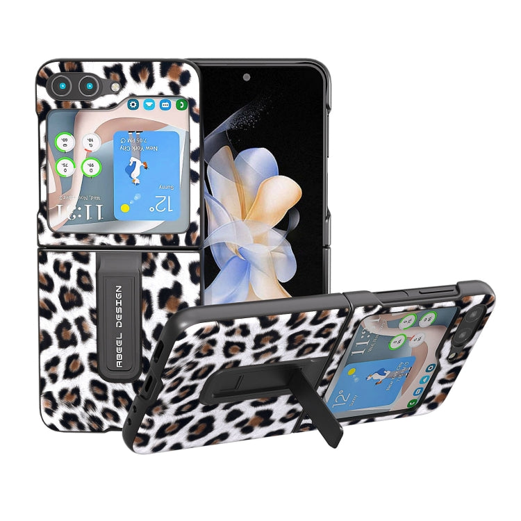 Black Edge Leopard Phone Case with Holder, For Samsung Galaxy Z Flip5, For Samsung Galaxy Z Flip4
