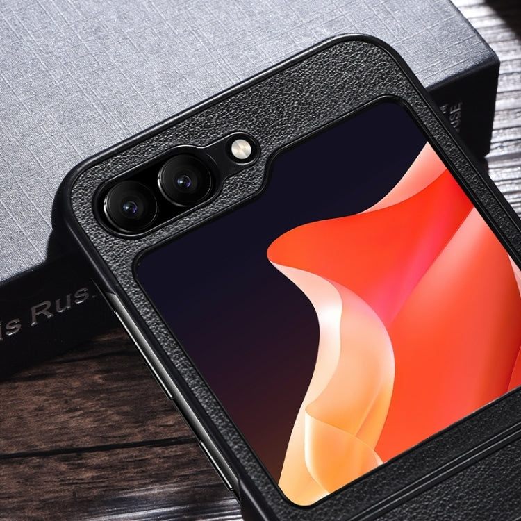 Magsafe Magnetic Ring Leather Texture Phone Case, For Samsung Galaxy Z Flip6 / Flip7 FE, For Samsung Galaxy Z Flip5