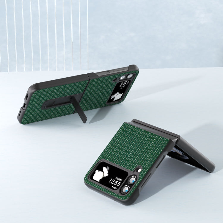 Genuine Leather Luxury Series Phone Case with Holder, For Samsung Galaxy Z Flip4, For Samsung Galaxy Z Flip5