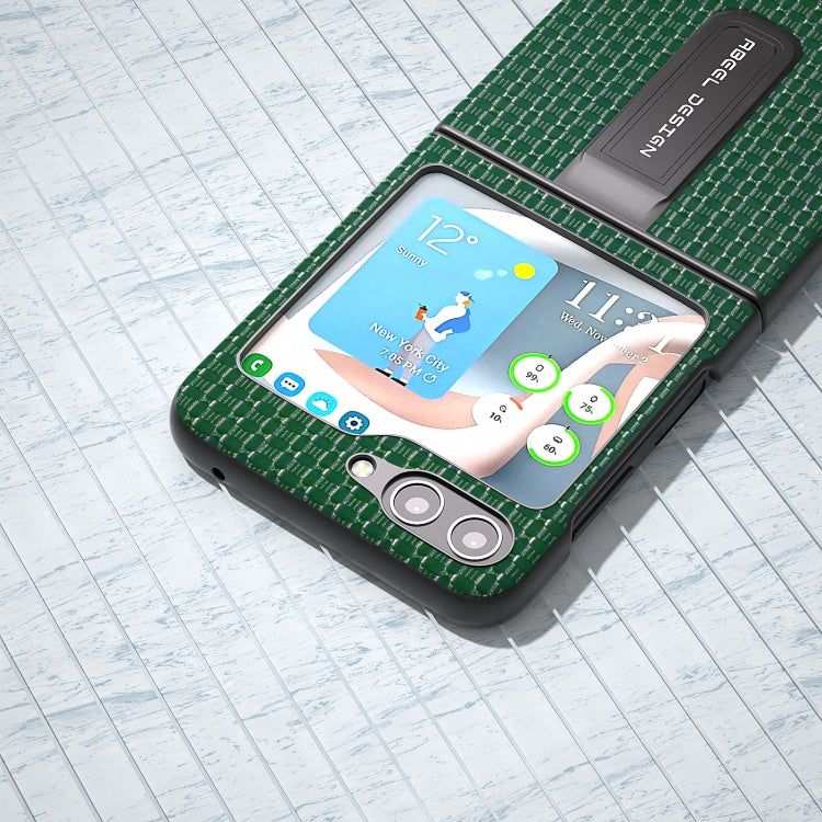 Genuine Leather Luxury Series Phone Case with Holder, For Samsung Galaxy Z Flip5, For Samsung Galaxy Z Flip4