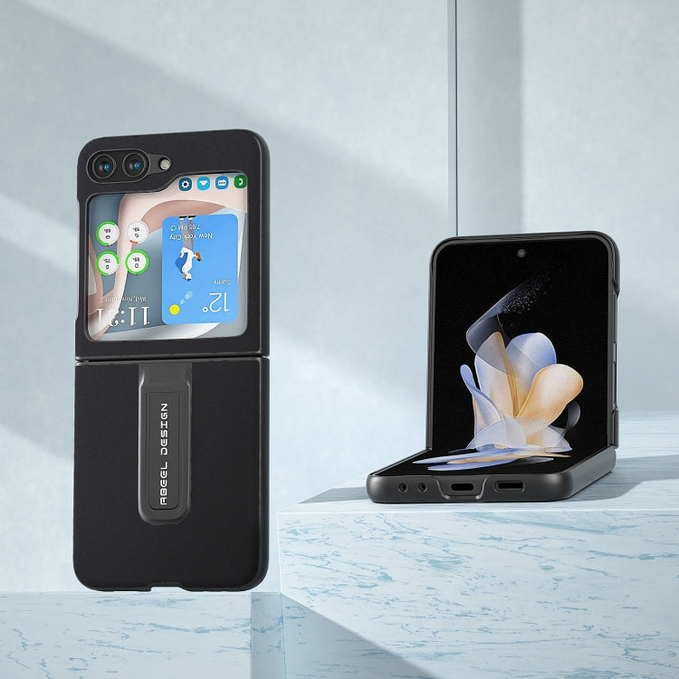 Genuine Silky Soft ABEEL Black Edge Phone Case with Holder, For Samsung Galaxy Z Flip5, For Samsung Galaxy Z Flip4