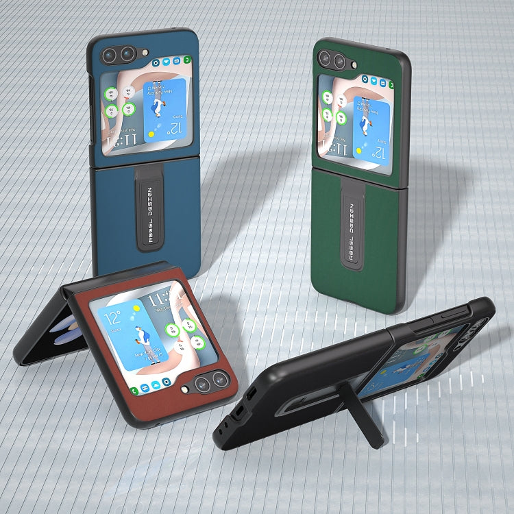 Genuine Silky Soft ABEEL Black Edge Phone Case with Holder, For Samsung Galaxy Z Flip5, For Samsung Galaxy Z Flip4