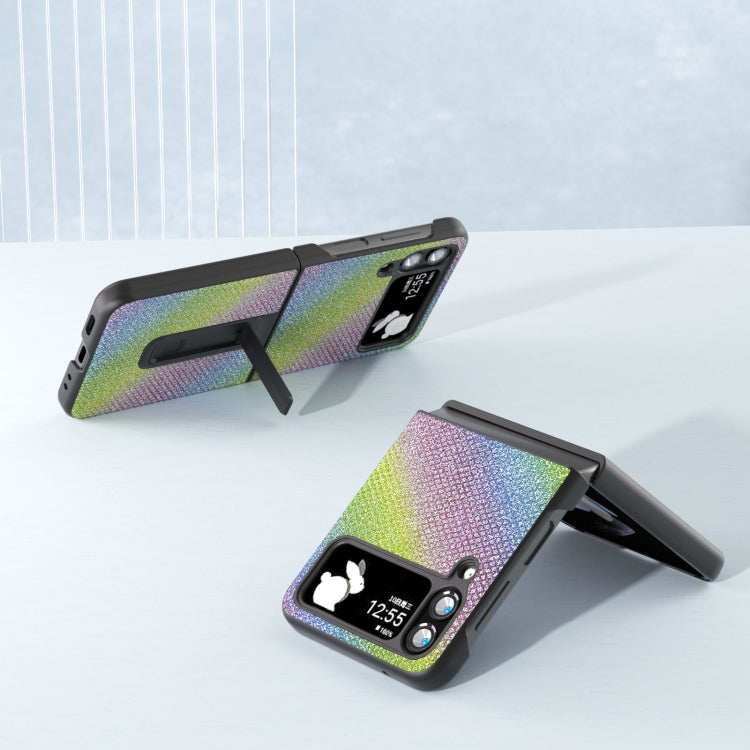 Diamond Series Black Edge Phone Case with Holder, For Samsung Galaxy Z Flip4, For Samsung Galaxy Z Flip5