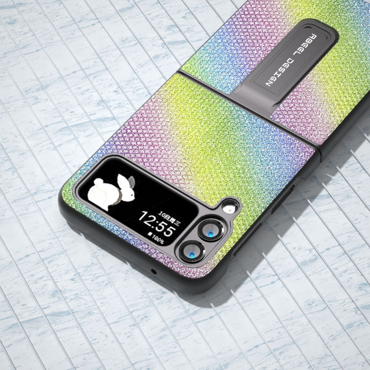 Diamond Series Black Edge Phone Case with Holder, For Samsung Galaxy Z Flip4, For Samsung Galaxy Z Flip5
