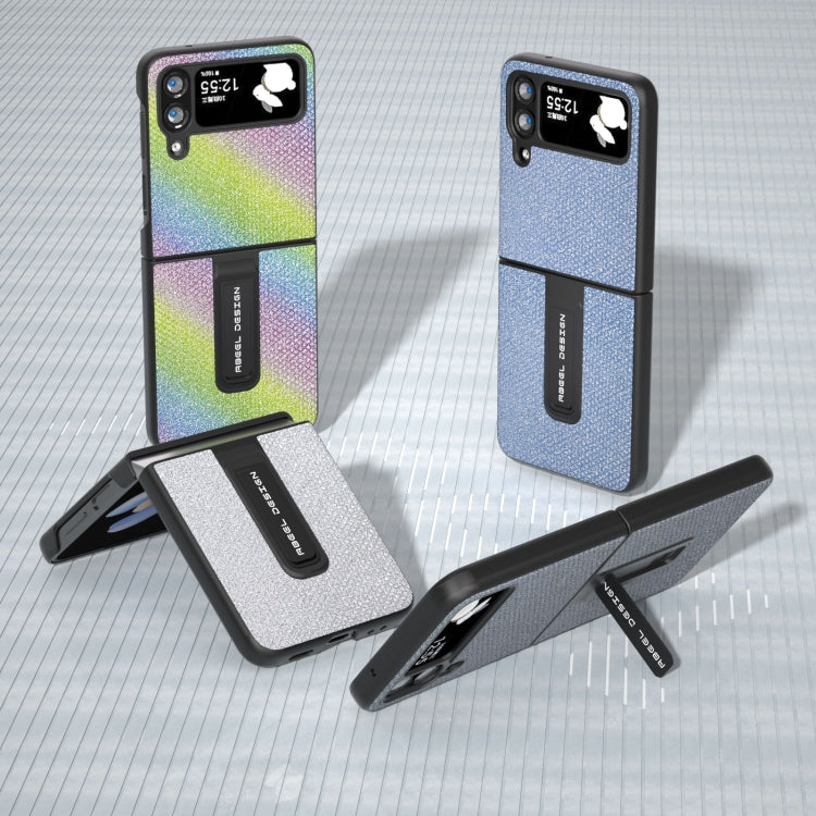 Diamond Series Black Edge Phone Case with Holder, For Samsung Galaxy Z Flip4, For Samsung Galaxy Z Flip5
