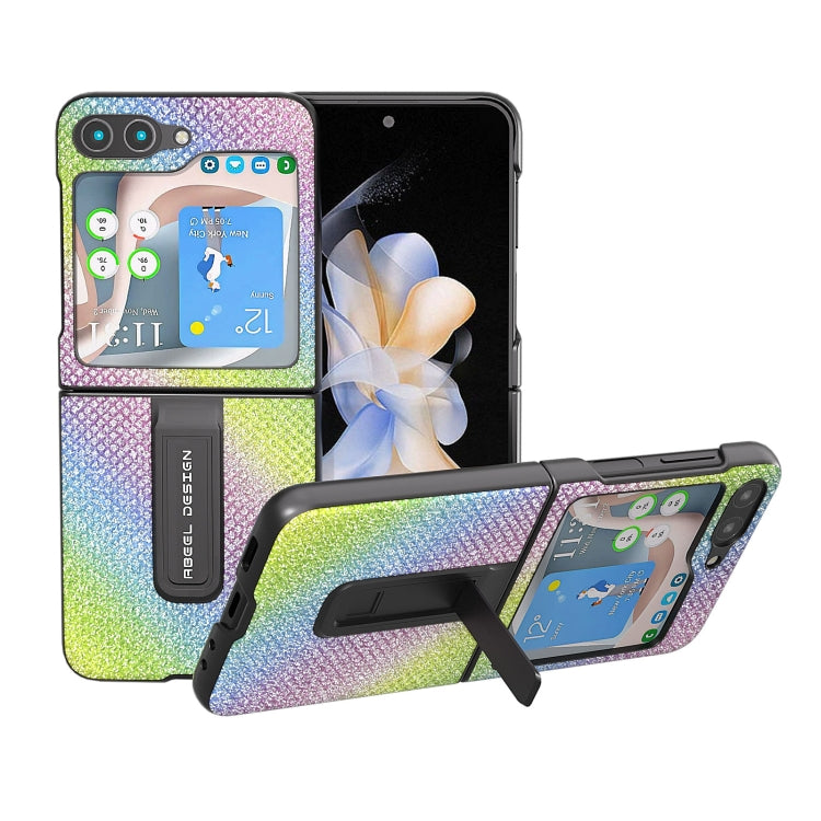 Diamond Series Black Edge Phone Case with Holder, For Samsung Galaxy Z Flip5, For Samsung Galaxy Z Flip4