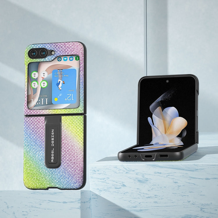 Diamond Series Black Edge Phone Case with Holder, For Samsung Galaxy Z Flip5, For Samsung Galaxy Z Flip4