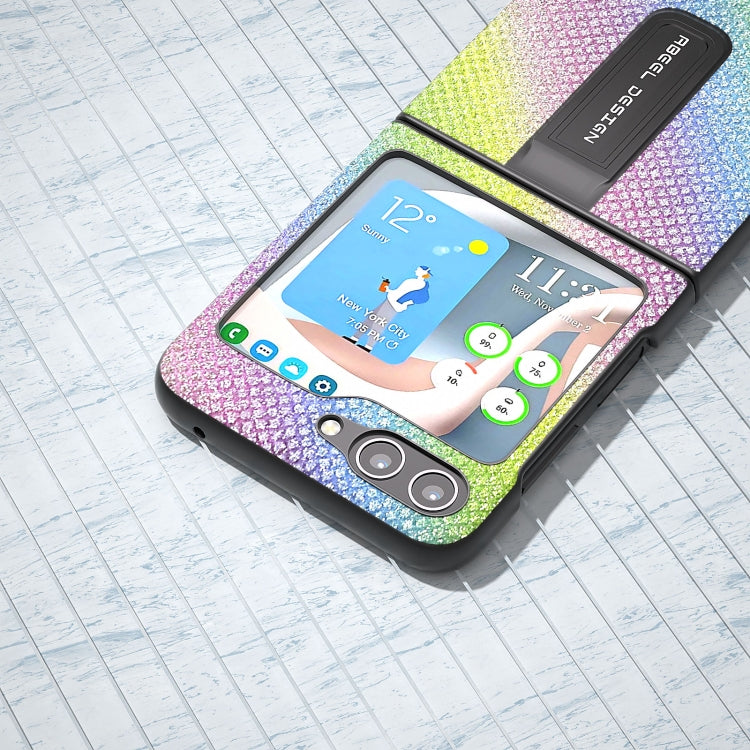 Diamond Series Black Edge Phone Case with Holder, For Samsung Galaxy Z Flip5, For Samsung Galaxy Z Flip4