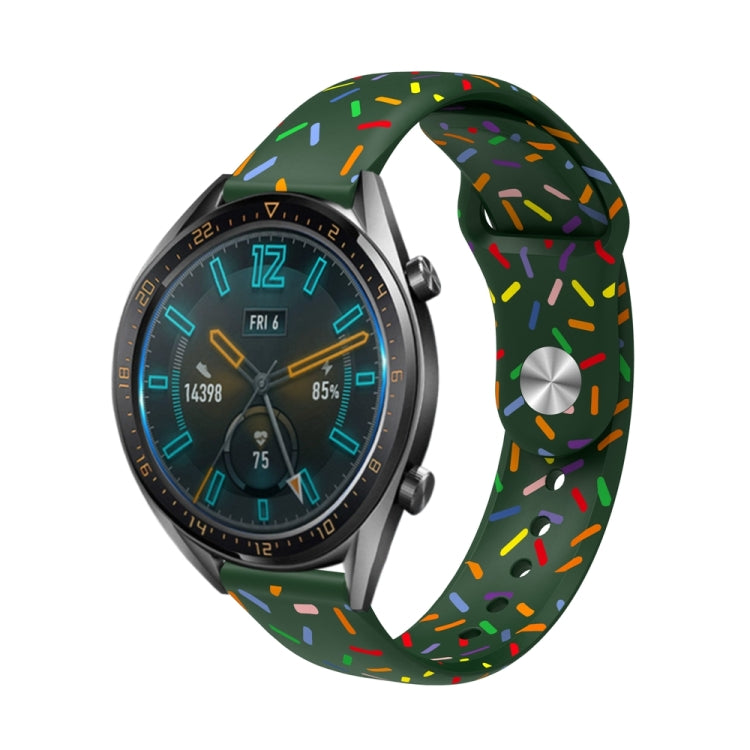 Universal Reverse Buckle Colorful Oval Dot Pattern Silicone Watch Band, 20mm, 22mm