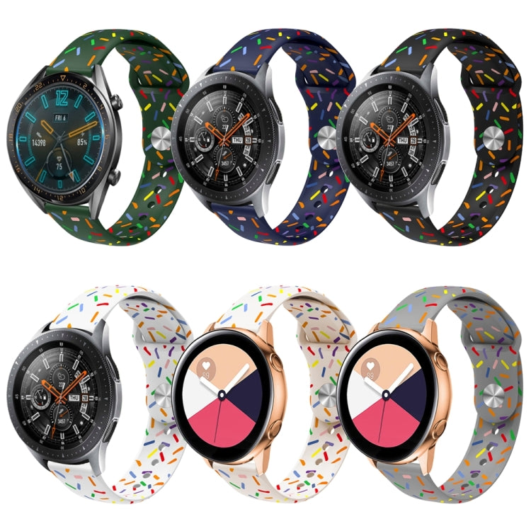 Universal Reverse Buckle Colorful Oval Dot Pattern Silicone Watch Band, 20mm, 22mm