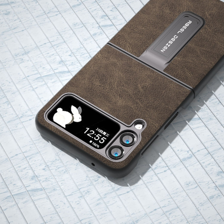 Dream Litchi Texture PU Phone Case with Holder, For Samsung Galaxy Z Flip4