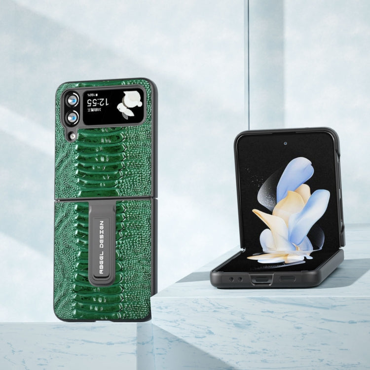 Genuine Leather Weilai Series Phone Case with Holder, For Samsung Galaxy Z Flip4