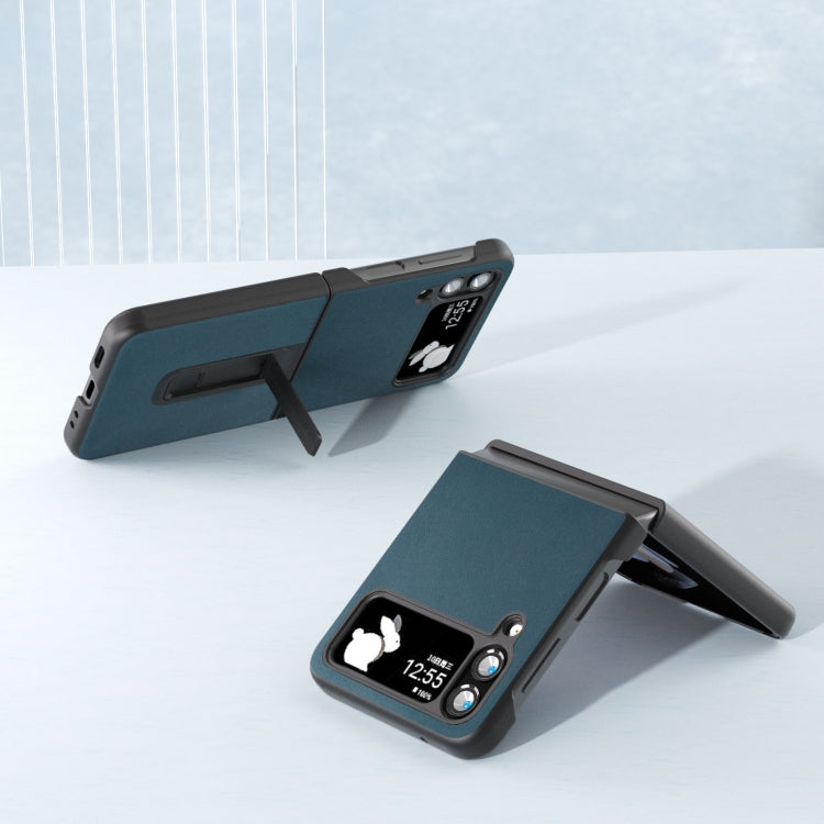 Genuine Leather Xiaoya Series Phone Case with Holder, For Samsung Galaxy Z Flip4