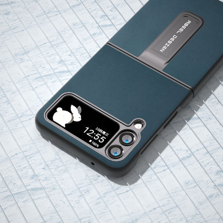 Genuine Leather Xiaoya Series Phone Case with Holder, For Samsung Galaxy Z Flip4