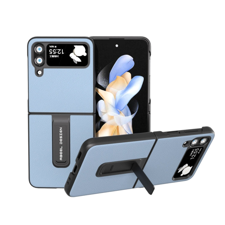 ABEEL Genuine Leather Wave Black Edge Phone Case with Holder, For Samsung Galaxy Z Flip4, For Samsung Galaxy Z Flip5