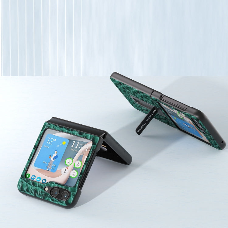 ABEEL Genuine Leather Sky Series Phone Case with Holder, For Samsung Galaxy Z Flip5, For Samsung Galaxy Z Flip4