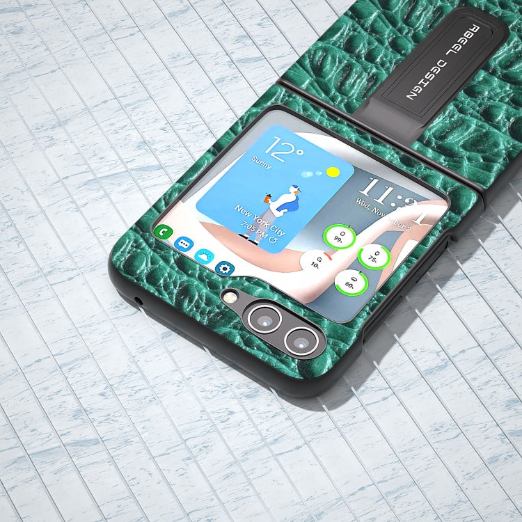 ABEEL Genuine Leather Sky Series Phone Case with Holder, For Samsung Galaxy Z Flip5, For Samsung Galaxy Z Flip4