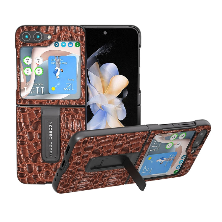 ABEEL Genuine Leather Sky Series Phone Case with Holder, For Samsung Galaxy Z Flip5, For Samsung Galaxy Z Flip4