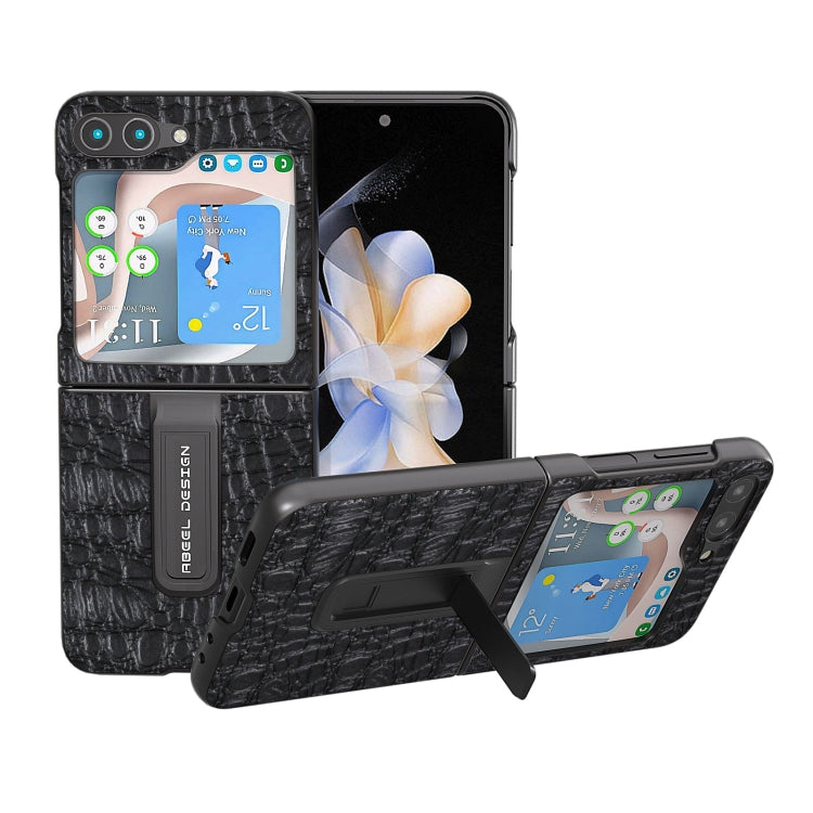 ABEEL Genuine Leather Sky Series Phone Case with Holder, For Samsung Galaxy Z Flip4, For Samsung Galaxy Z Flip5