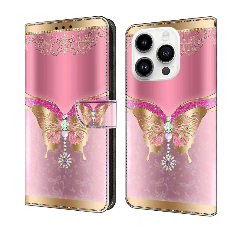 Crystal 3D Shockproof Protective Leather Phone Case, For iPhone 14 Pro