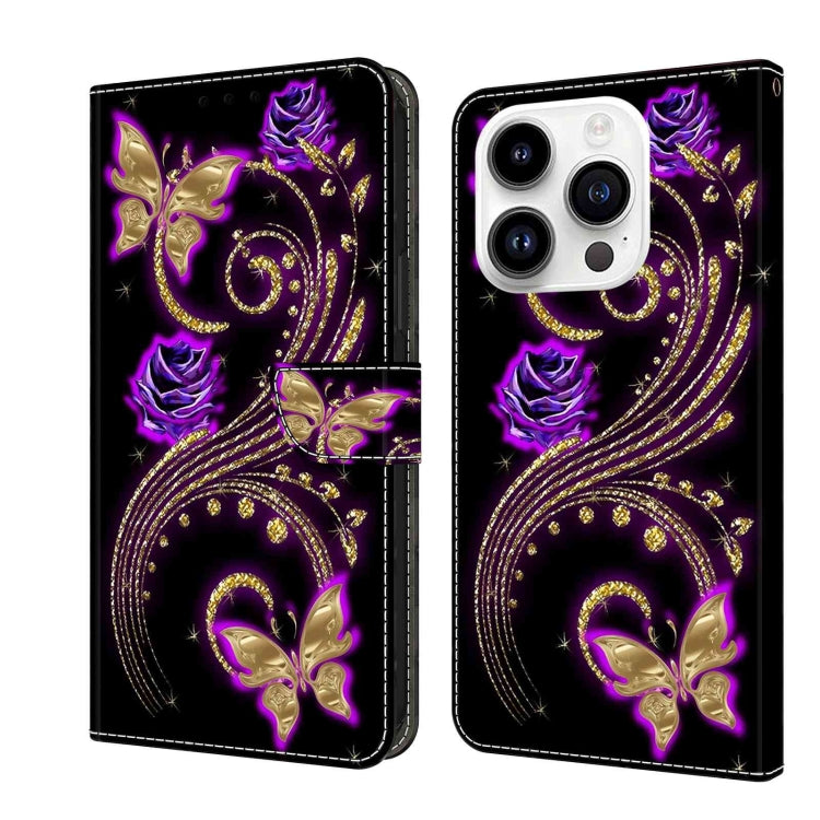 Crystal 3D Shockproof Protective Leather Phone Case, For iPhone 14 Pro