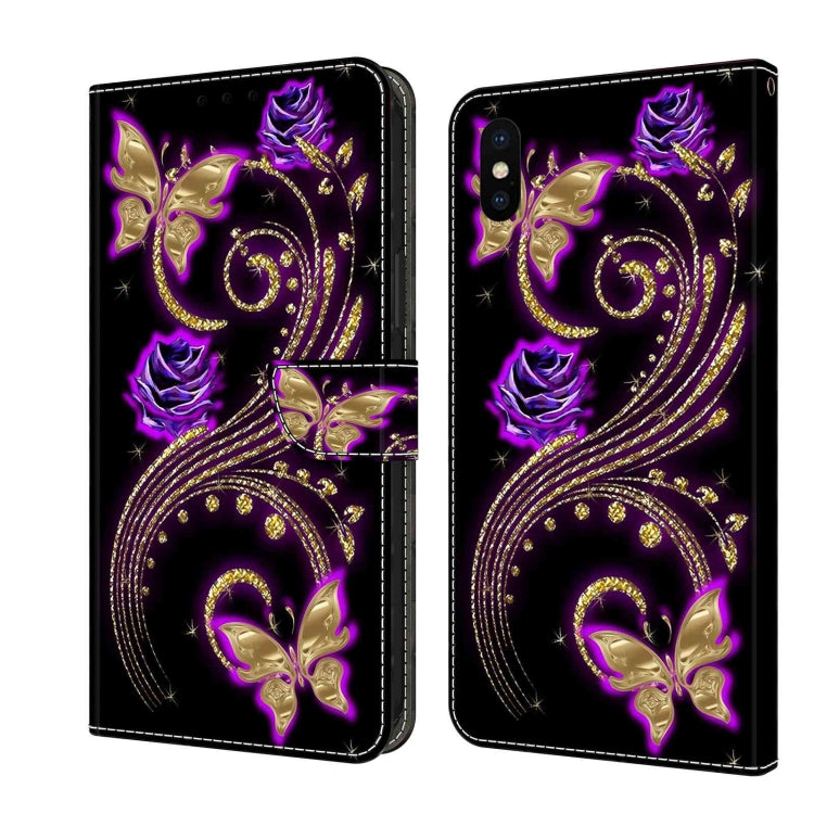 Crystal 3D Shockproof Protective Leather Phone Case, For iPhone X / XS