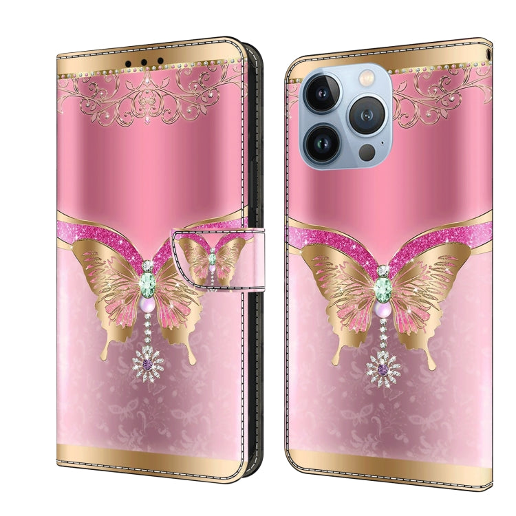 Crystal 3D Shockproof Protective Leather Phone Case, For iPhone 15 Pro Max