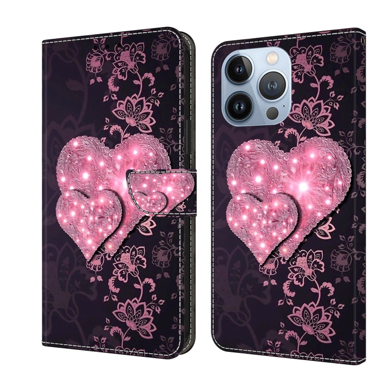 Crystal 3D Shockproof Protective Leather Phone Case, For iPhone 15 Pro Max