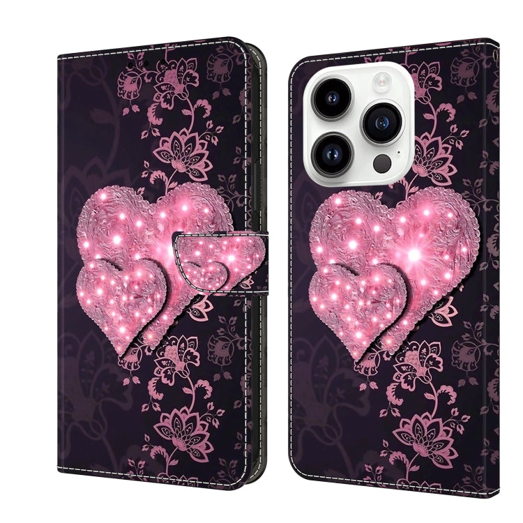 Crystal 3D Shockproof Protective Leather Phone Case, For iPhone 15 Pro