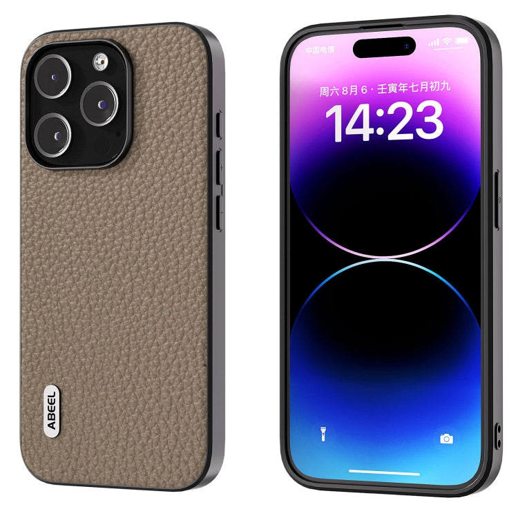 ABEEL Genuine Leather Litchi Texture Phone Case, For iPhone 16 Pro Max, For iPhone 16 Pro, For iPhone 16 Plus, For iPhone 16, For iPhone 15 Pro Max, For iPhone 15 Pro