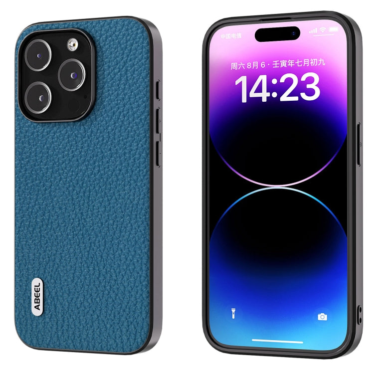ABEEL Genuine Leather Litchi Texture Phone Case, For iPhone 16 Pro Max, For iPhone 16 Pro, For iPhone 16 Plus, For iPhone 16, For iPhone 15 Pro Max, For iPhone 15 Pro