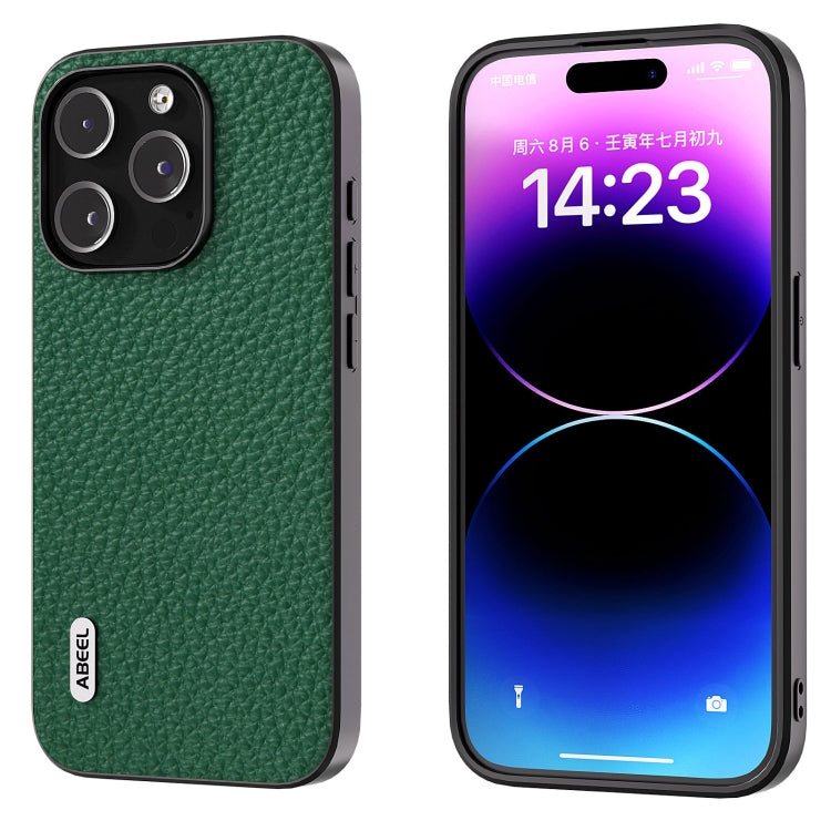 ABEEL Genuine Leather Litchi Texture Phone Case, For iPhone 16 Pro Max, For iPhone 16 Pro, For iPhone 16 Plus, For iPhone 16, For iPhone 15 Pro Max, For iPhone 15 Pro