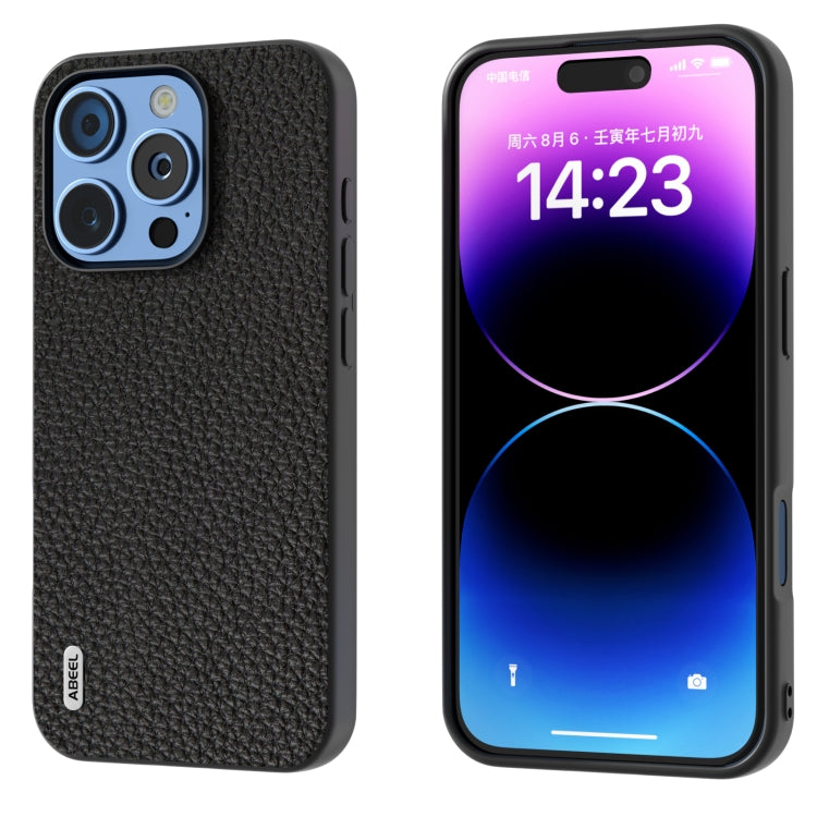 ABEEL Genuine Leather Litchi Texture Phone Case, For iPhone 16 Pro Max, For iPhone 16 Pro, For iPhone 16 Plus, For iPhone 16, For iPhone 15 Pro Max, For iPhone 15 Pro