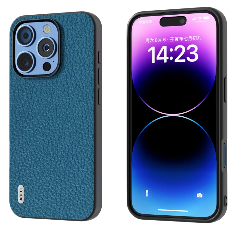 ABEEL Genuine Leather Litchi Texture Phone Case, For iPhone 16 Pro Max, For iPhone 16 Pro, For iPhone 16 Plus, For iPhone 16, For iPhone 15 Pro Max, For iPhone 15 Pro