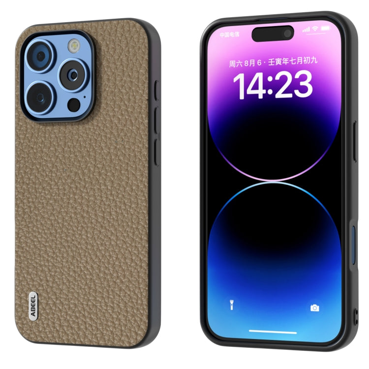 ABEEL Genuine Leather Litchi Texture Phone Case, For iPhone 16 Pro Max, For iPhone 16 Pro, For iPhone 16 Plus, For iPhone 16, For iPhone 15 Pro Max, For iPhone 15 Pro