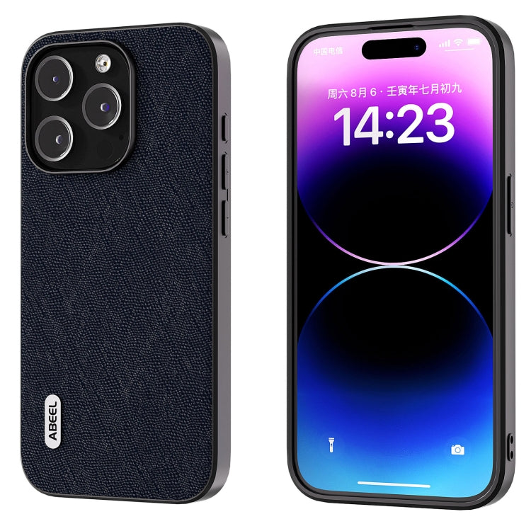 ABEEL Cross Texture Genuine Leather Phone Case, For iPhone 16 Pro Max, For iPhone 16 Pro, For iPhone 16 Plus, For iPhone 16, For iPhone 15 Pro Max, For iPhone 15 Pro