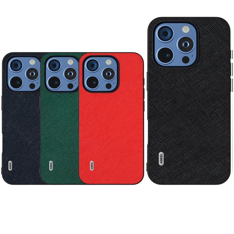 ABEEL Cross Texture Genuine Leather Phone Case, For iPhone 16 Pro Max, For iPhone 16 Pro, For iPhone 16 Plus, For iPhone 16, For iPhone 15 Pro Max, For iPhone 15 Pro