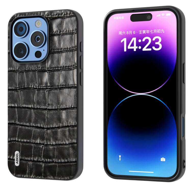 ABEEL Crocodile Texture Genuine Leather Phone Case, For iPhone 16 Pro Max, For iPhone 16 Pro, For iPhone 16 Plus, For iPhone 16, For iPhone 15 Pro Max, For iPhone 15 Pro