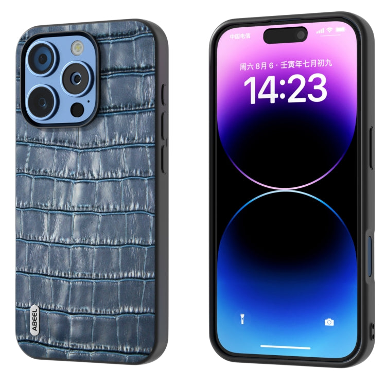 ABEEL Crocodile Texture Genuine Leather Phone Case, For iPhone 16 Pro Max, For iPhone 16 Pro, For iPhone 16 Plus, For iPhone 16, For iPhone 15 Pro Max, For iPhone 15 Pro