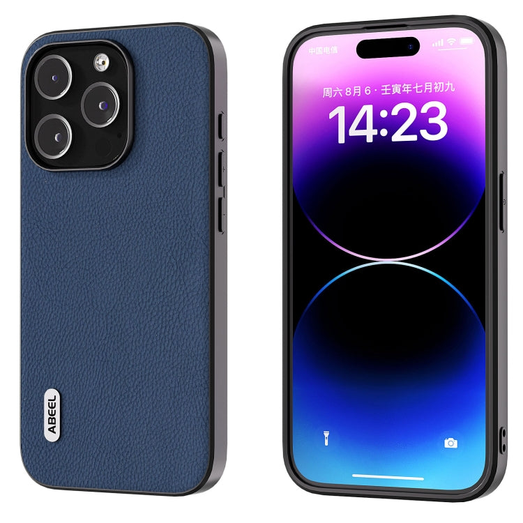 ABEEL Genuine Leather + PC Litchi Texture Phone Case, For iPhone 16 Pro Max, For iPhone 16 Pro, For iPhone 16 Plus, For iPhone 16, For iPhone 15 Pro Max, For iPhone 15 Pro