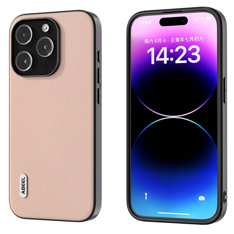 ABEEL Genuine Leather + PC Litchi Texture Phone Case, For iPhone 16 Pro Max, For iPhone 16 Pro, For iPhone 16 Plus, For iPhone 16, For iPhone 15 Pro Max, For iPhone 15 Pro