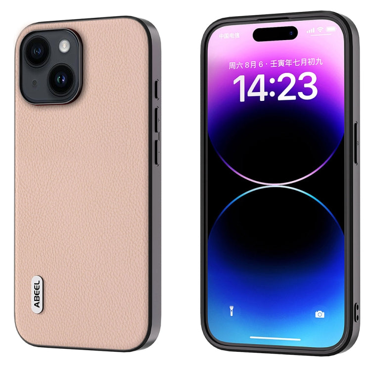 ABEEL Genuine Leather + PC Litchi Texture Phone Case, For iPhone 15 Plus, For iPhone 15, For iPhone 14 Plus, For iPhone 14, For iPhone 14 Pro, For iPhone 14 Pro Max
